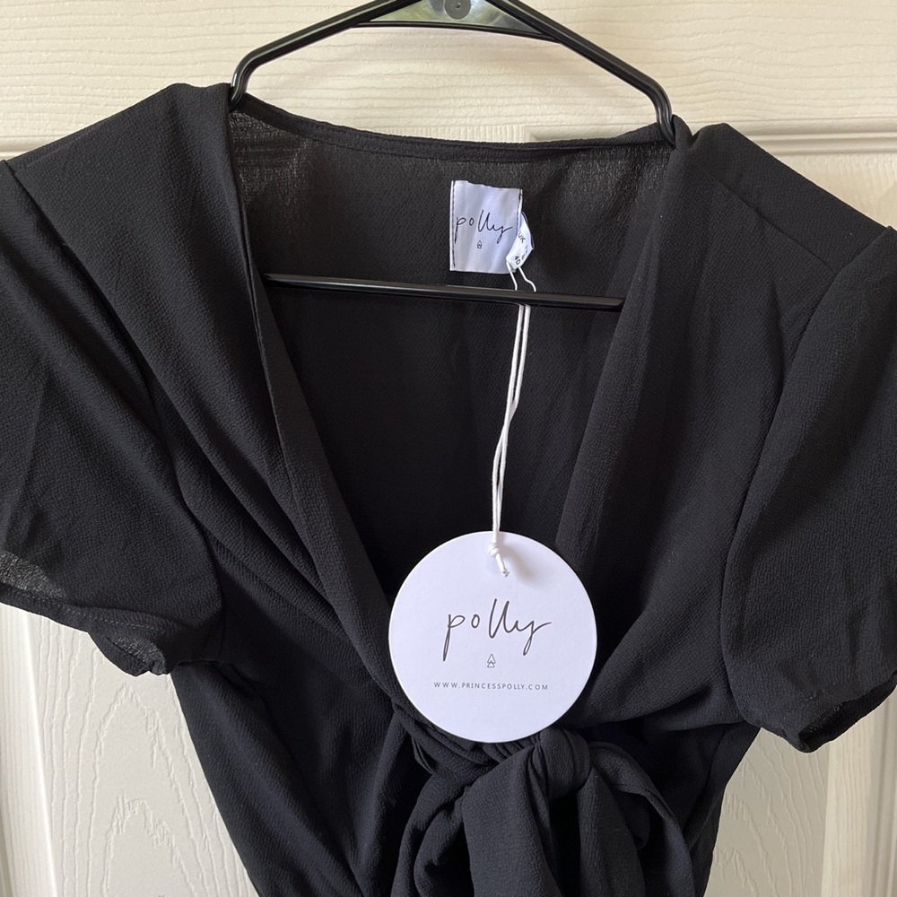 princess polly black tie front romper